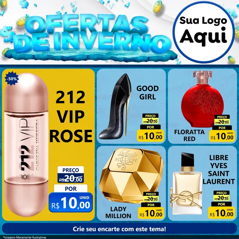 Modelo de Rede Social para Feed Facebook com o tema Ofertas de Inverno para Perfumes