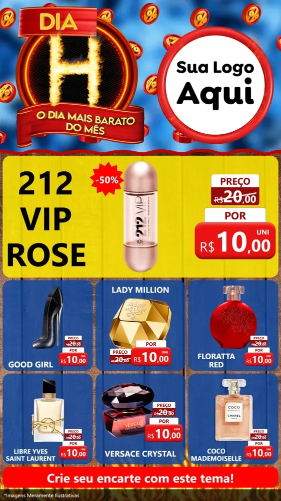 Modelo de Rede Social para Stories com o tema Dia H - O Dia Mais Barato Do Mês para Perfumes