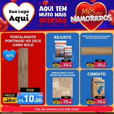 Modelo de Rede Social para Feed Facebook com o tema Mês dos Namorados para Pisos e revestimentos