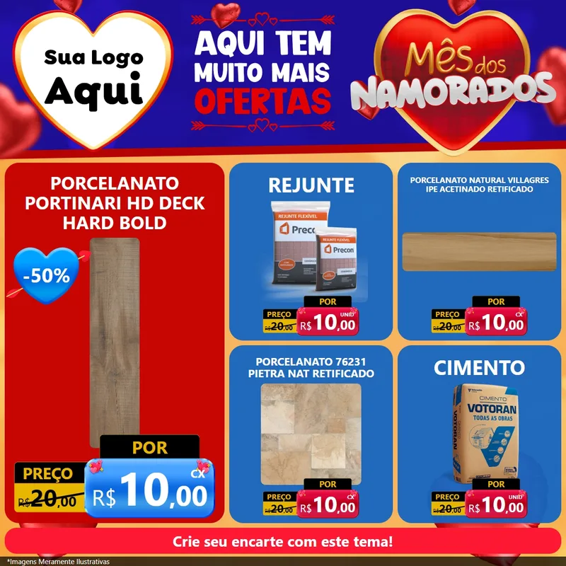 Modelo de Rede Social para Feed Facebook com o tema Mês dos Namorados para Pisos e revestimentos