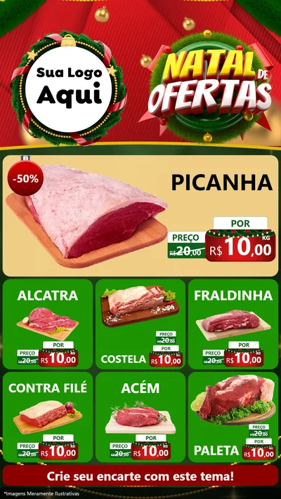 Modelo de Rede Social para Stories com o tema Natal de Ofertas para Açougue