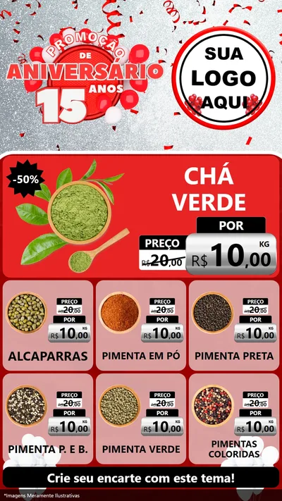 Modelo de Rede Social para Stories com o tema Promoção de Aniversário - 15 Anos para Produtos Naturais