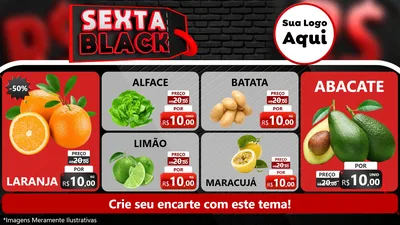 Modelo de TV para TV Horizontal com o tema Sexta Black para Hortifrúti
