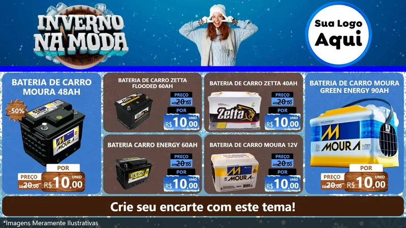 Modelo de TV para TV Horizontal com o tema Inverno na Moda para Baterias Elétricas