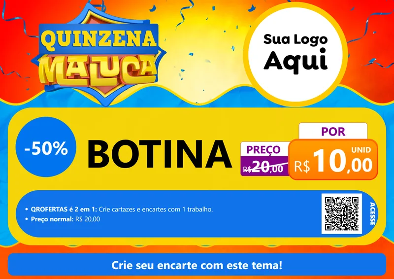 Modelo de Cartaz para Cartaz A4 Horizontal com o tema Quinzena Maluca para Agropecuária