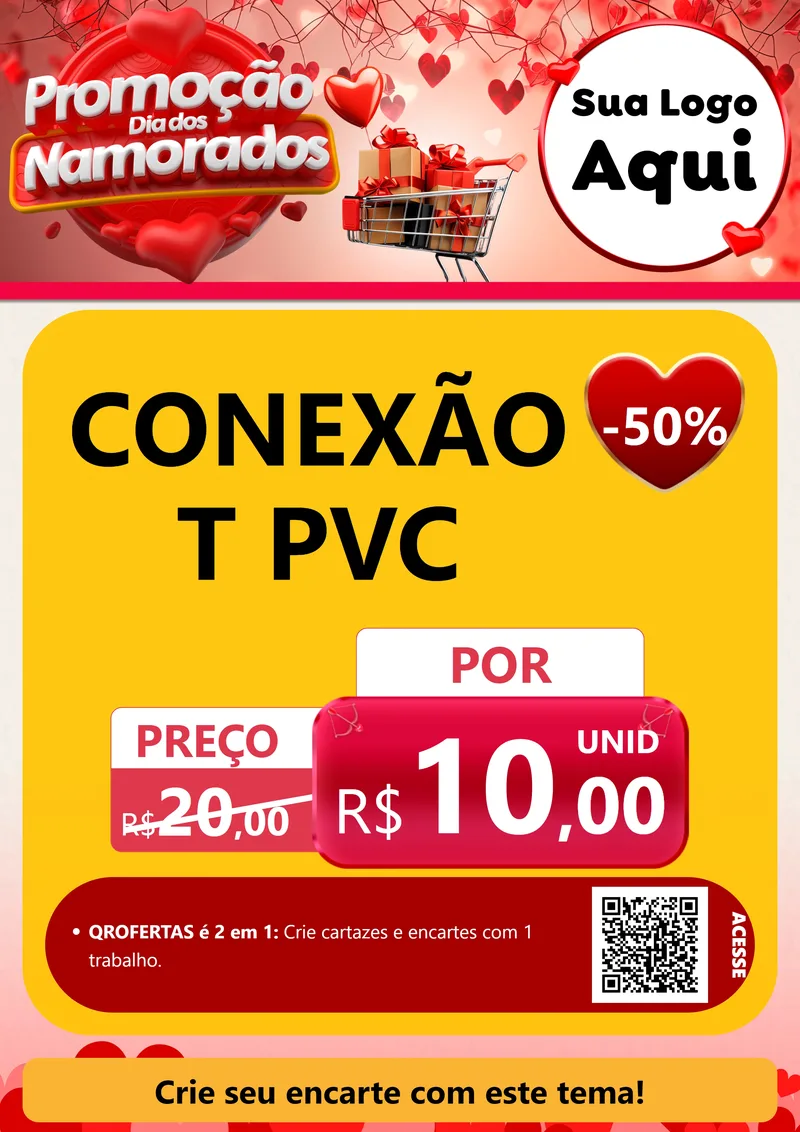 Modelo de Cartaz para Cartaz A4 Vertical com o tema Promoção Dia dos Namorados para Tubos e conexões