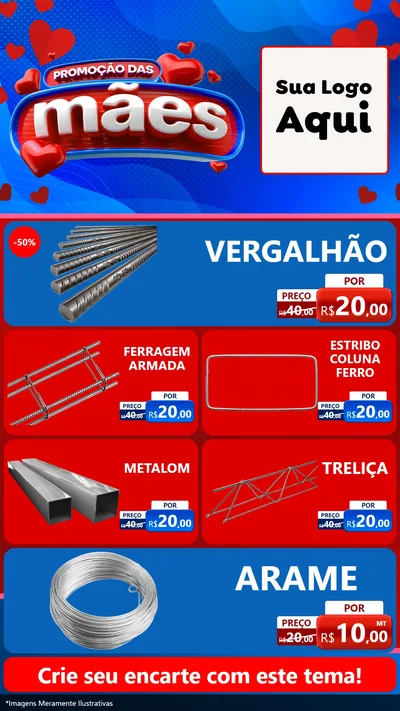 Modelo de TV para TV Vertical com o tema Promoção das Mães para Ferragens