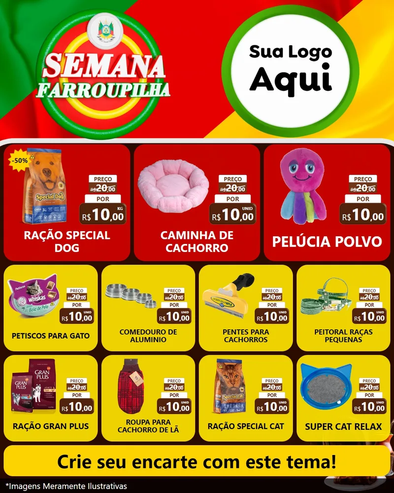 Modelo de Rede Social para Feed Instagram com o tema Semana Farroupilha para Pet Shop
