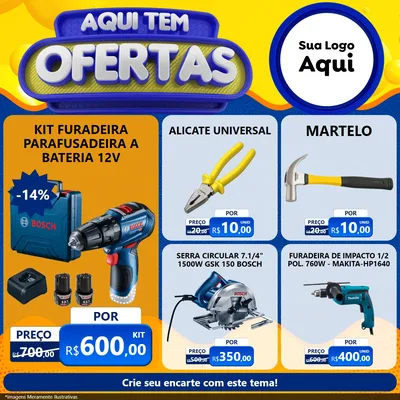 Modelo de Rede Social para Feed Facebook com o tema Aqui Tem Ofertas para Maquinas e Ferramentas