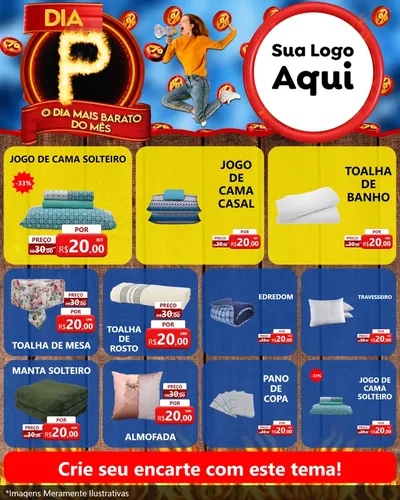 Modelo de Rede Social para Feed Instagram com o tema Dia P - O Dia Mais Barato Do Mês para Cama, Mesa e Banho