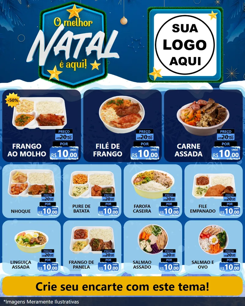 Modelo de Rede Social para Feed Instagram com o tema O Melhor Natal É Aqui! para Restaurante