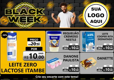 Modelo de Encarte para Encarte A4 Horizontal com o tema Black Week para Frios e Laticínios