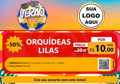 Modelo de Cartaz para Cartaz A4 Horizontal com o tema Verão de Ofertas para Floricultura e jardim