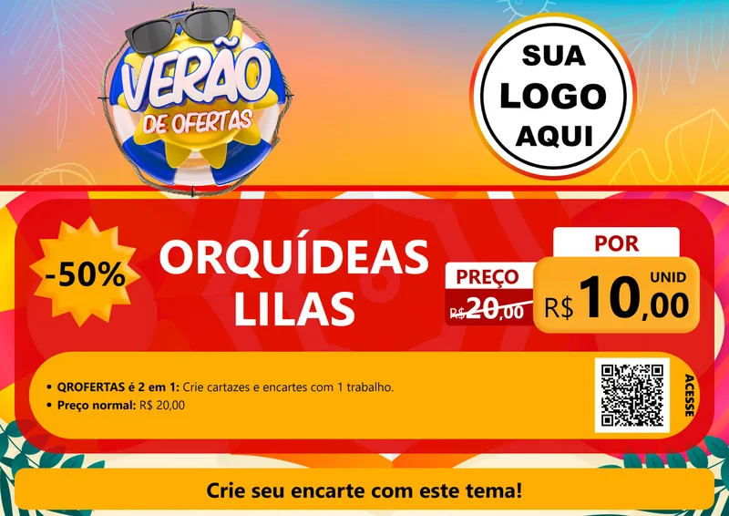 Modelo de Cartaz para Cartaz A4 Horizontal com o tema Verão de Ofertas para Floricultura e jardim