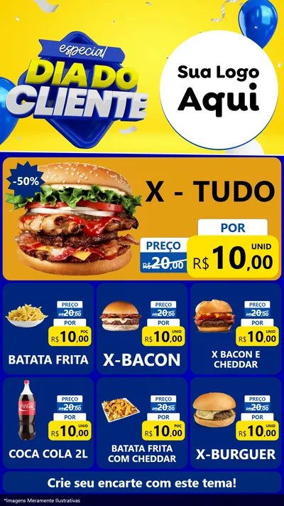 Modelo de Rede Social para Stories com o tema Especial Dia do Cliente para Hamburgueria