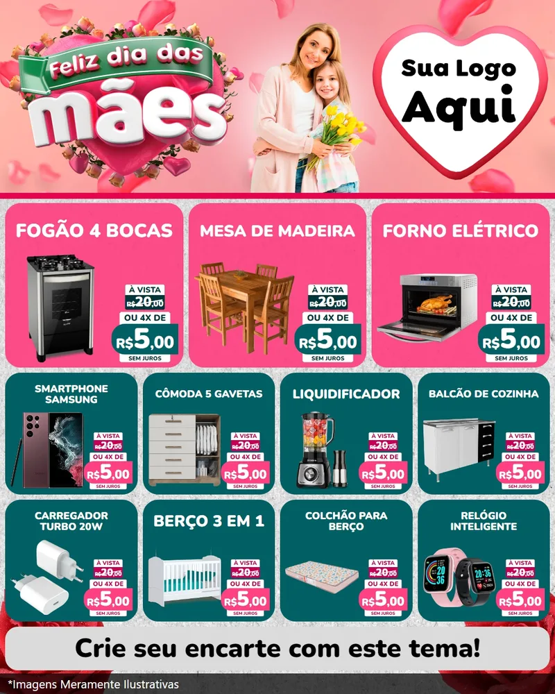 Modelo de Rede Social para Feed Instagram com o tema Feliz Dia das Mães para Móveis e Eletro