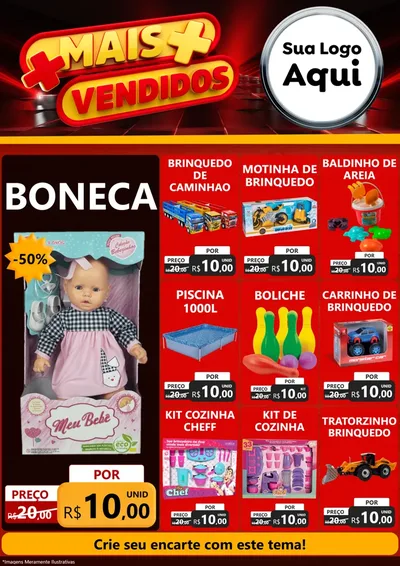 Modelo de Encarte para Encarte A4 Vertical com o tema Mais Vendidos para Brinquedos