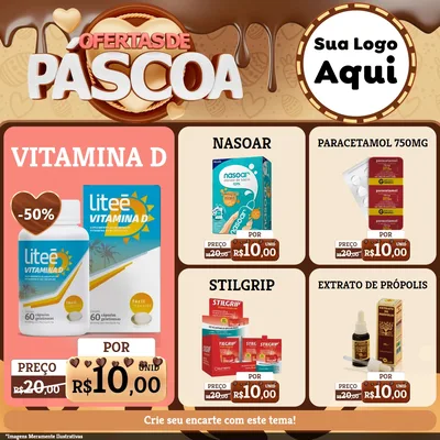 Modelo de Rede Social para Feed Facebook com o tema Ofertas de Páscoa para Farmácia