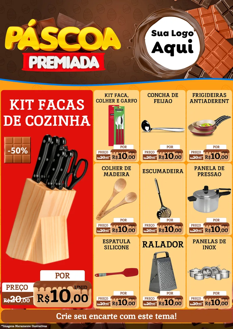 Modelo de Encarte para Encarte A4 Vertical com o tema Páscoa Premiada para Utilidades Domésticas