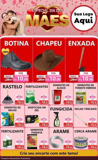 Modelo de Encarte para Encarte Grande com o tema Especial Dia Das Mães para Agropecuária
