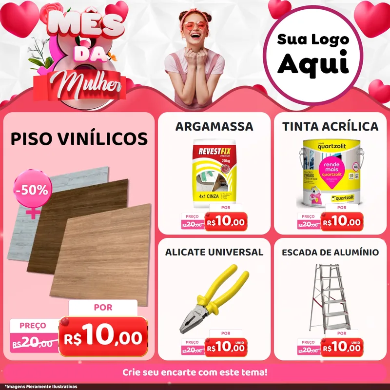 Modelo de Rede Social para Feed Facebook com o tema Mês da Mulher para Material para Construção