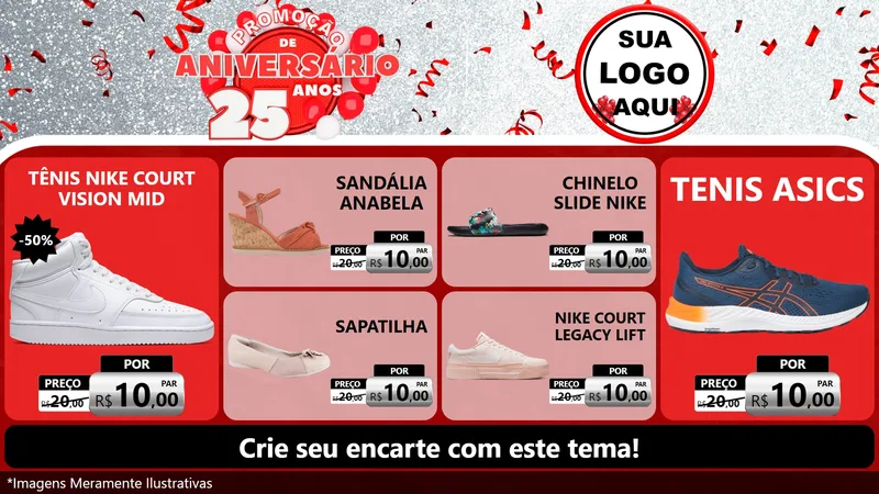 Modelo de TV para TV Horizontal com o tema Promoção de Aniversário - 25Anos para Calçados