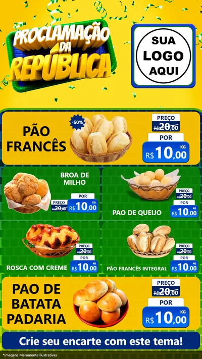 Modelo de TV para TV Vertical com o tema Proclamação da República para Padaria
