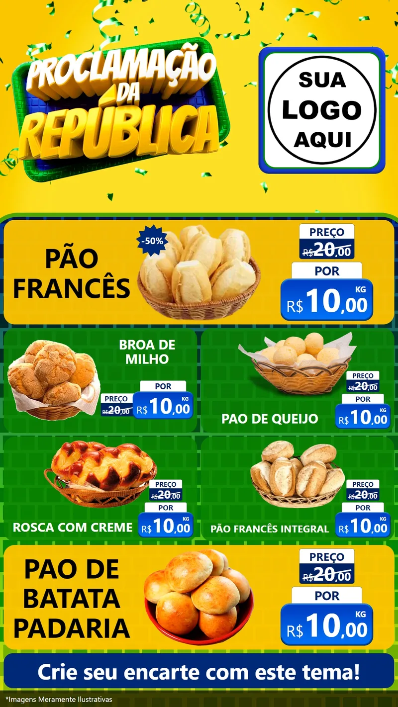 Modelo de TV para TV Vertical com o tema Proclamação da República para Padaria