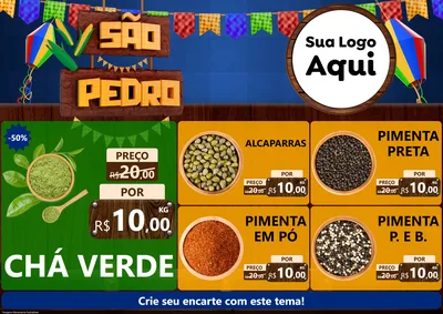 Modelo de Encarte para Encarte A4 Horizontal com o tema São Pedro para Produtos Naturais