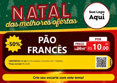 Modelo de Cartaz para Cartaz A4 Horizontal com o tema Natal das Melhores Ofertas para Padaria