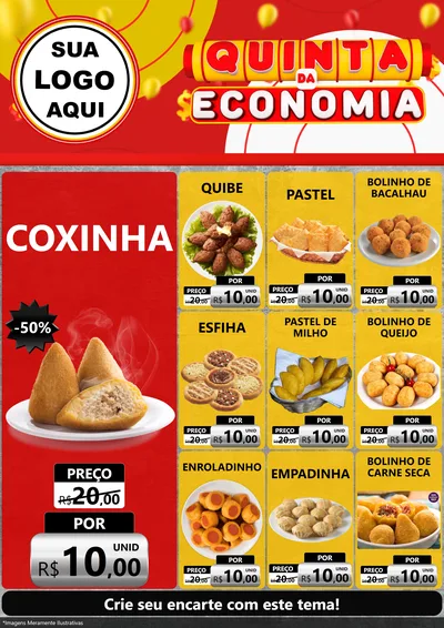 Modelo de Encarte para Encarte A4 Vertical com o tema Quinta da Economia para Salgadaria