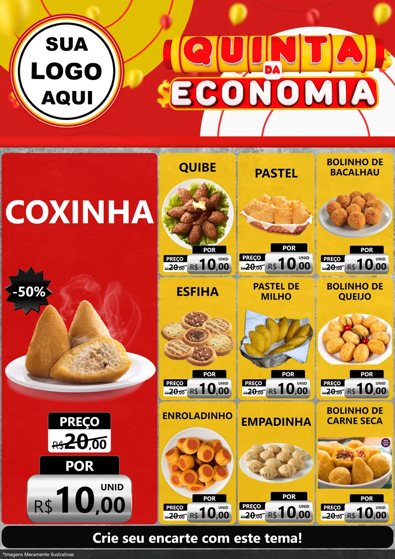 Modelo de Encarte para Encarte A4 Vertical com o tema Quinta da Economia para Salgadaria
