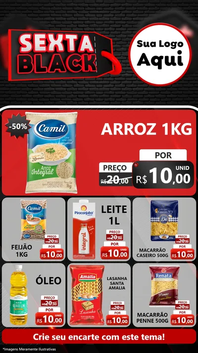 Modelo de Rede Social para Stories com o tema Sexta Black para Supermercado