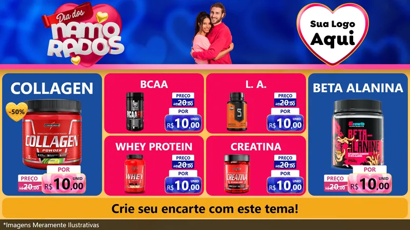 Modelo de TV para TV Horizontal com o tema Dia dos namorados para Suplementos alimentares