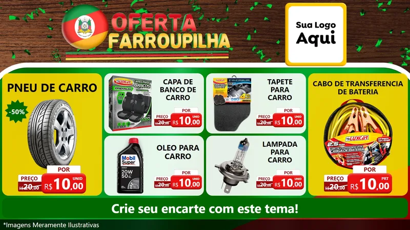 Modelo de TV para TV Horizontal com o tema Oferta Farroupilha para Auto peças