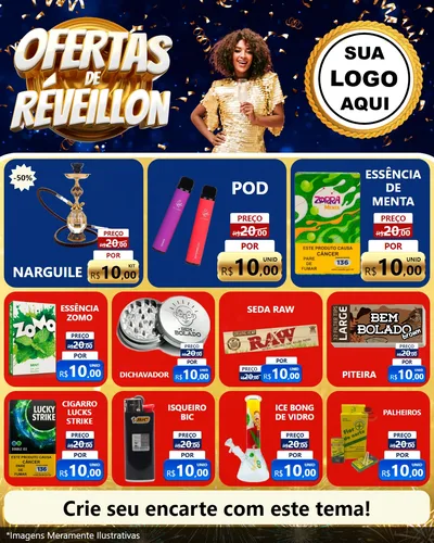 Modelo de Rede Social para Feed Instagram com o tema Ofertas de Réveillon para Tabacaria