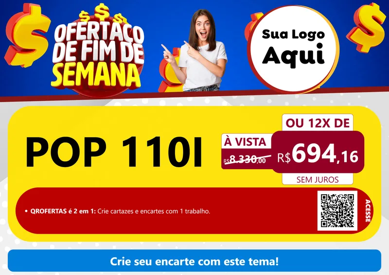 Modelo de Cartaz para Cartaz A4 Horizontal com o tema Ofertaço de Fim de Semana para Concessionaria de Motos