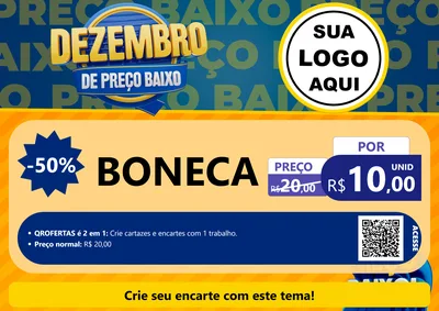 Modelo de Cartaz para Cartaz A4 Horizontal com o tema Dezembro de Preço Baixo para Brinquedos