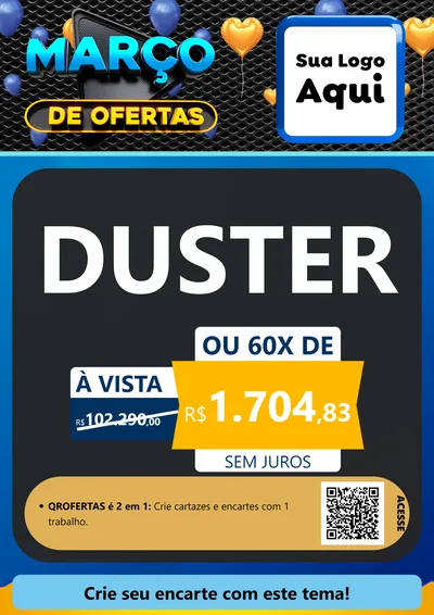 Modelo de Cartaz para Cartaz A4 Vertical com o tema Março de Ofertas para Concessionaria de Carros