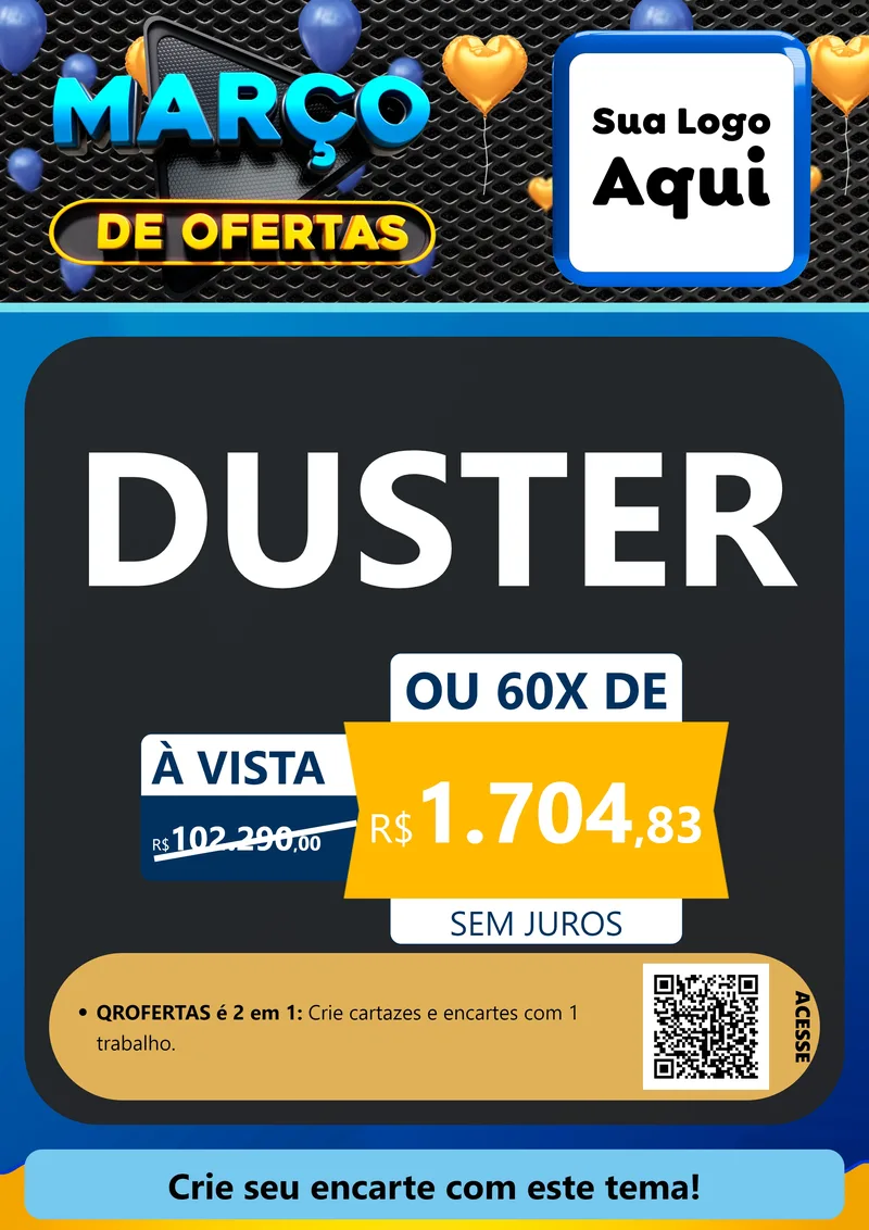 Modelo de Cartaz para Cartaz A4 Vertical com o tema Março de Ofertas para Concessionaria de Carros
