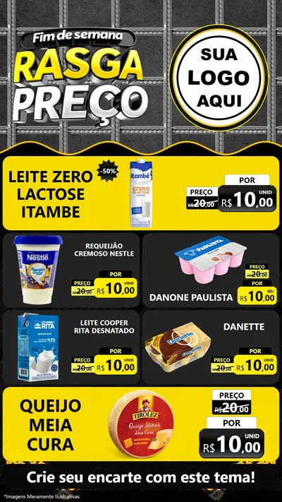 Modelo de TV para TV Vertical com o tema Fim de Semana Rasga Preço para Frios e Laticínios