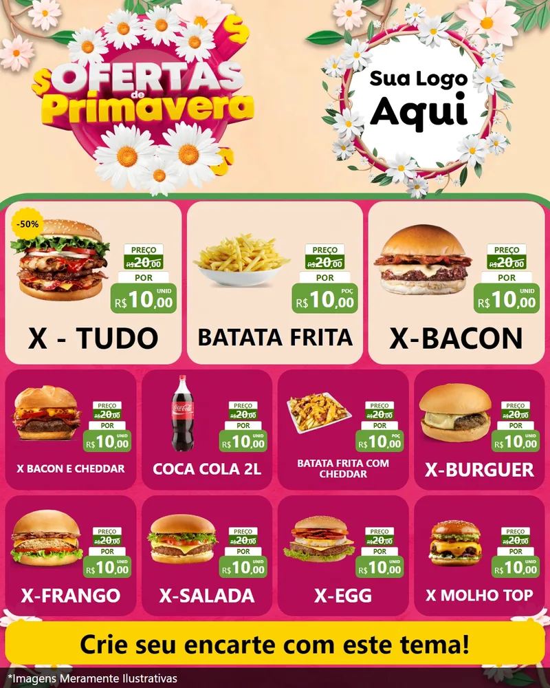 Modelo de Rede Social para Feed Instagram com o tema Ofertas de Primavera para Hamburgueria