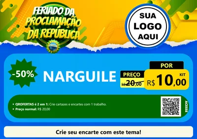 Modelo de Cartaz para Cartaz A4 Horizontal com o tema Feriado da Proclamação da República para Tabacaria