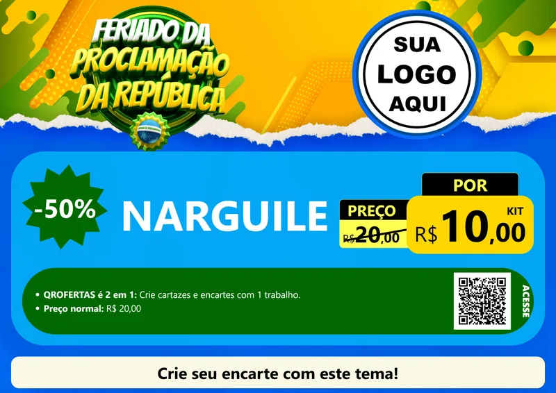 Modelo de Cartaz para Cartaz A4 Horizontal com o tema Feriado da Proclamação da República para Tabacaria
