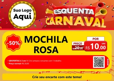 Modelo de Cartaz para Cartaz A4 Horizontal com o tema Esquenta Carnaval para Papelaria