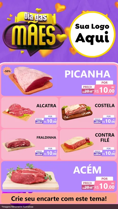 Modelo de TV para TV Vertical com o tema Dia das Mães para Açougue
