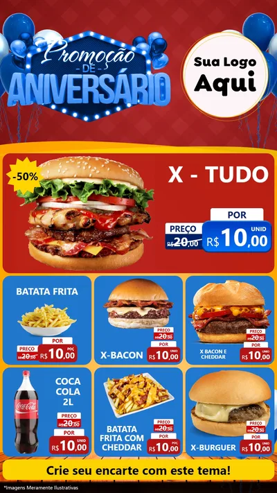 Modelo de Rede Social para Stories com o tema Promoção de Aniversário para Hamburgueria