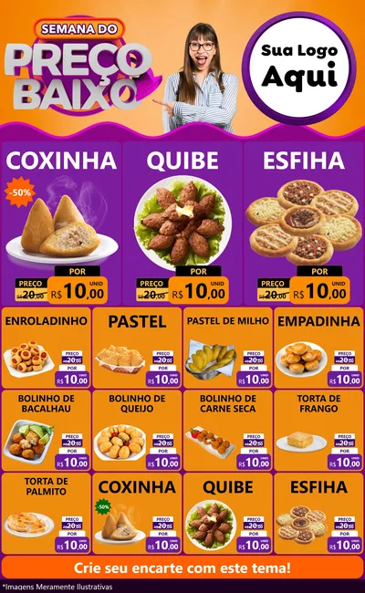 Modelo de Encarte para Encarte Grande com o tema Semana do Preço Baixo para Salgadaria