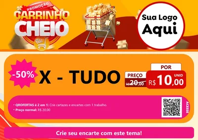 Modelo de Cartaz para Cartaz A4 Horizontal com o tema Promoção carrinho cheio para Hamburgueria