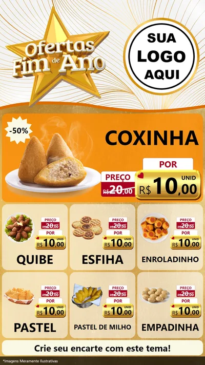 Modelo de Rede Social para Stories com o tema Ofertas Fim de Ano para Salgadaria